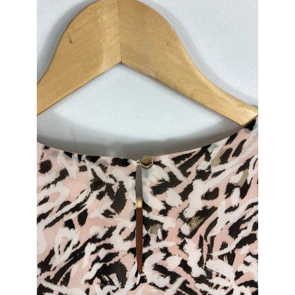Calvin Klein Animal Print Ruffle Sleeve Blouse Size Small - Picture 6 of 7